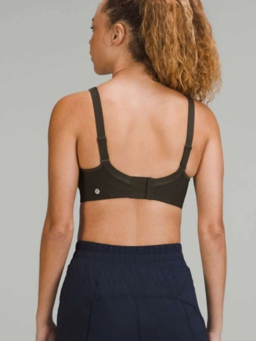 Lululemon Run Times Bra High Suport Dark Olive Athletic Workout Size 34D